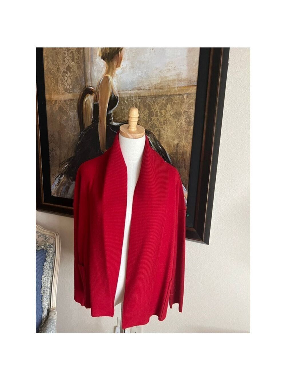 NWOT EILEEN FISHER Petite Red Merino Wool Cardigan M